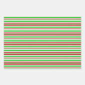 Feuille De Papier Cadeau Rouge, Blanc, Vert Lignes à thème de Noël Motifs (Devant 2)