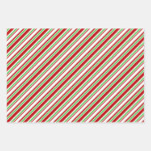 Feuille De Papier Cadeau Rouge, Blanc, Vert Style de Noël rayures (Devant)
