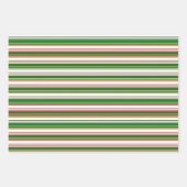 Feuille De Papier Cadeau Rouge, Blanc, Vert Style de Noël rayures (Devant)