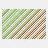 Feuille De Papier Cadeau Rouge, blanc, vert style Noël Motif rayé (Devant)
