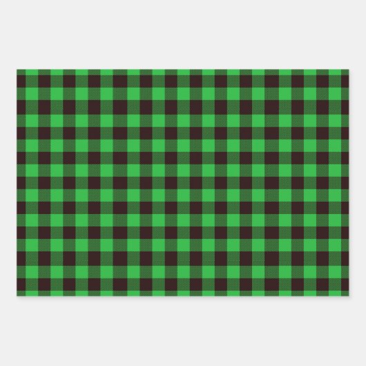 Feuille De Papier Cadeau Rouge Bleu Vert Buffle Plaid Motif vérifié (Devant 3)
