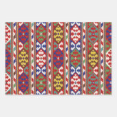 Feuille De Papier Cadeau Rouge Bleu Vert Jaune Blanc Oriental Kilim Rug (Devant 2)