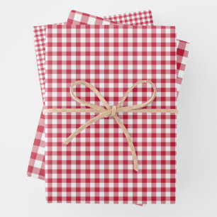Feuille De Papier Cadeau Rouge Cerise Gingham Classique