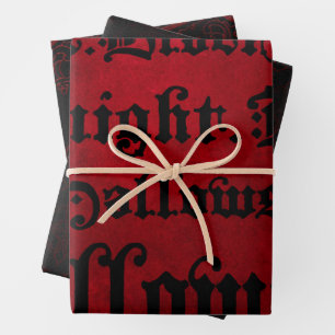 Feuille De Papier Cadeau Rouge et noir Grunge gothique