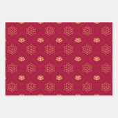 Feuille De Papier Cadeau Rouge Et Or Asiatiques (Devant 3)