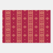 Feuille De Papier Cadeau Rouge Et Or Asiatiques (Devant)