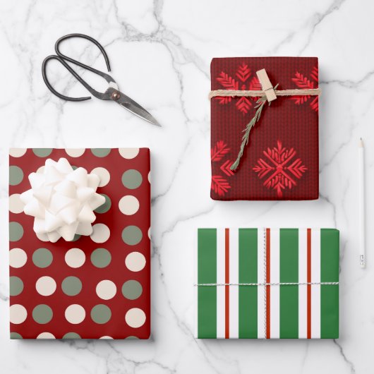 Feuille De Papier Cadeau Rouge Et Vert (Recto)