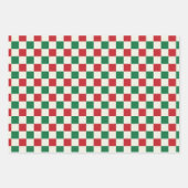 Feuille De Papier Cadeau Rouge et Vert Vérification Rétro (Devant)