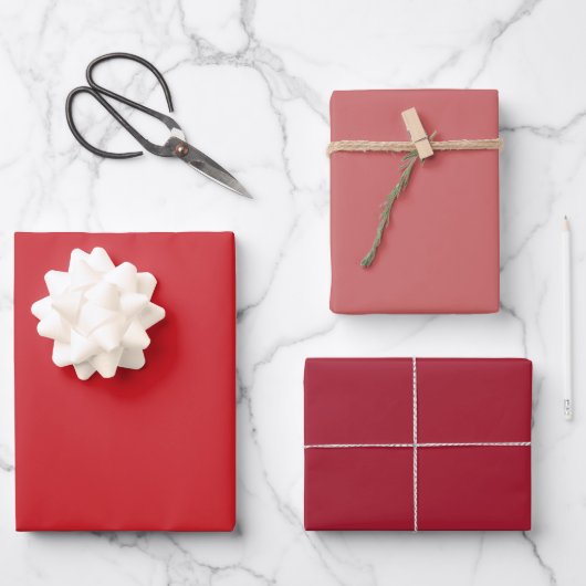 Feuille De Papier Cadeau Rouge Feu Nuances Écarlates Flous 3 Tons (Recto)
