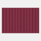 Feuille De Papier Cadeau Rouge foncé & Rayures rouges (Devant 3)