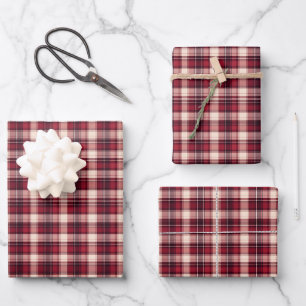 Feuille De Papier Cadeau Rouge foncé, rouge et crème