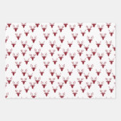 Feuille De Papier Cadeau Rouge foncé Rustique Vacances Motif Bois Plaid Arb (Devant 2)
