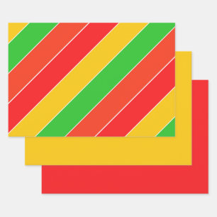 Feuille De Papier Cadeau Rouge, jaune et vert citron vert