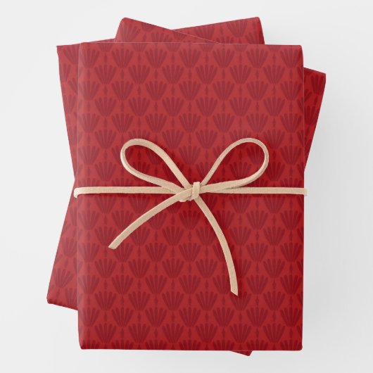 Feuille De Papier Cadeau Rouge Motif chinois (En situation)
