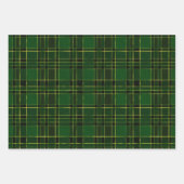 Feuille De Papier Cadeau Rouge, or et vert hiver Noël Plaid Motifs (Devant 2)