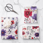 Feuille De Papier Cadeau Rouge pourpre de la marine fleur sauvage<br><div class="desc">Beau et riche d'apparence,  ces magnifiques fleurs sauvages navals,  rouges et violets sur un emballage cadeau de douche</div>