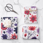 Feuille De Papier Cadeau Rouge pourpre de la marine fleur sauvage<br><div class="desc">Beau et riche d'apparence,  ces magnifiques fleurs sauvages navals,  rouges et violets sur un emballage cadeau de douche</div>
