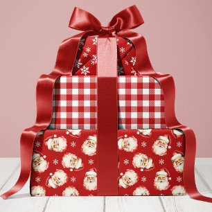 Feuille De Papier Cadeau Rouge Rétro Noël Père Noël