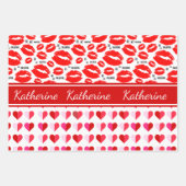 Feuille De Papier Cadeau Rouge rose Ajouter Nom Monogram Be My Valentine XO (Devant)