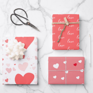 Feuille De Papier Cadeau Rouge, Rose, Amour, Coeurs Valentines Envelopper P