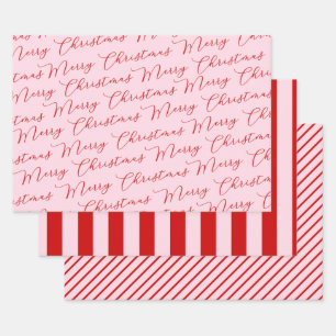 Feuille De Papier Cadeau Rouge rose classique rayures