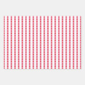 Feuille De Papier Cadeau Rouge rose Coeurs blancs rayés Saint Valentin (Devant 3)