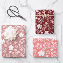 Feuille De Papier Cadeau Rouge, rose et blanc Star et Motif de flocon de ne