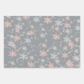 Feuille De Papier Cadeau Rouge Rose Or & Silver Snowflakes Tons Gris (Devant 3)