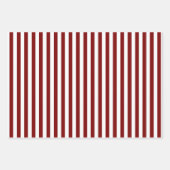 Feuille De Papier Cadeau Rouge rubis et rayures blanches (Devant 2)