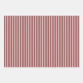 Feuille De Papier Cadeau Rouge rubis et rayures blanches (Devant)