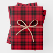 Feuille De Papier Cadeau Rouge rustique Buffle Noir Plaid Pois raypes (En situation)