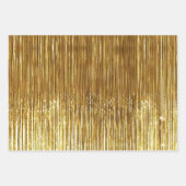 Feuille De Papier Cadeau Rouge Silver Gold Glam Tinsel Stripes (Devant)