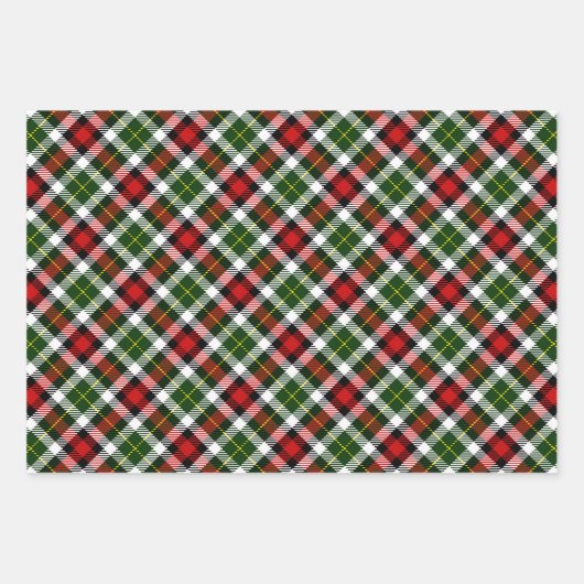 Feuille De Papier Cadeau Rouge vert blanc et noir (Devant)