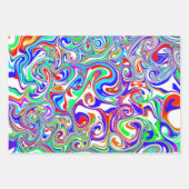 Feuille De Papier Cadeau Rouge, Vert, Bleu, Blanc, Abstrait hivernal (Devant 3)