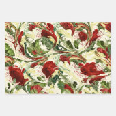 Feuille De Papier Cadeau Rouge vert et crémeuse Artsy (Devant)