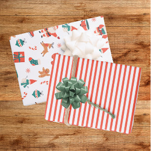Feuille De Papier Cadeau Rouge Vert Noël Festif