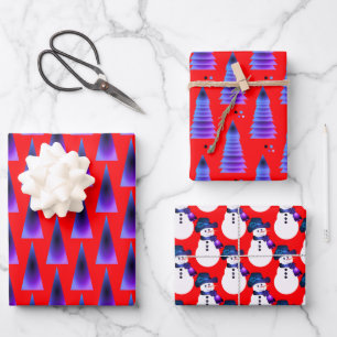 Feuille De Papier Cadeau Rouge vibrant avec du violet