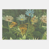 Feuille De Papier Cadeau Rousseau Tropical Jungle Lion Peinture (Devant)