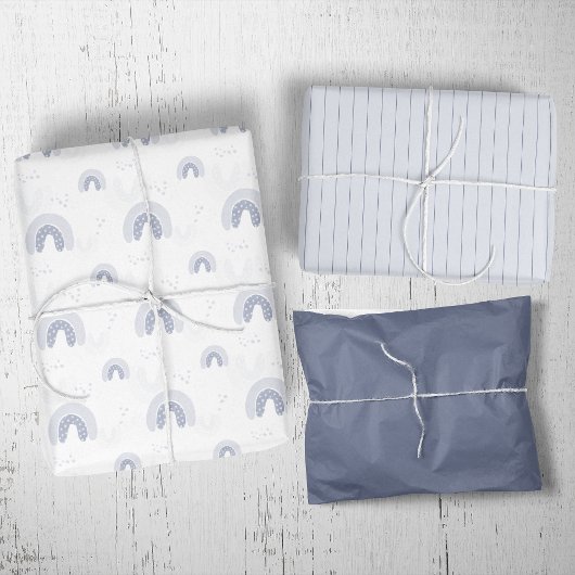 Feuille De Papier Cadeau ROWAN Summer Boho Blue Boho Rainbow Baby shower