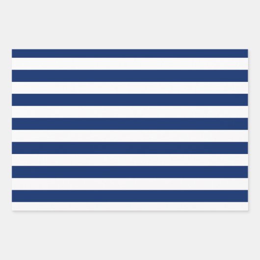 Feuille De Papier Cadeau Royal Blue and White Stripes (Devant 3)