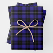 Feuille De Papier Cadeau Royal Blue Black Plaid (En situation)