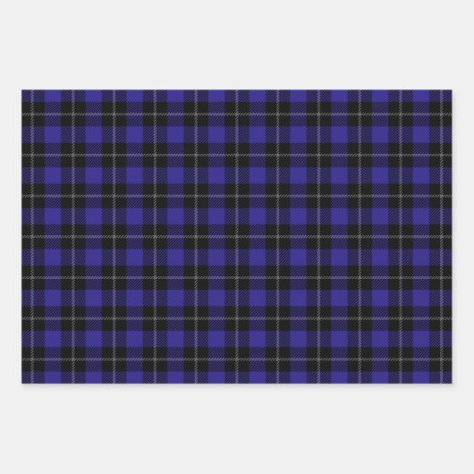 Feuille De Papier Cadeau Royal Blue Black Plaid (Devant)