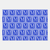 Feuille De Papier Cadeau Royal Blue Houndstooth Monogram Polka Dot (Devant 2)