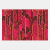 Feuille De Papier Cadeau Royal Red and Gold Art Déco Motif (Devant)