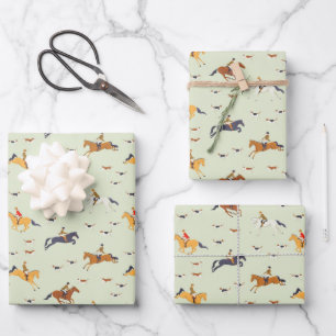 Feuille De Papier Cadeau Royaume-Uni Fox Hunt Horse Riders Motif