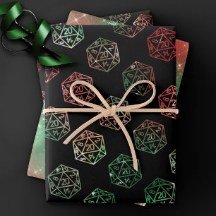 Feuille De Papier Cadeau RPG Dice   Red and Green Tabletop PnP Role Player