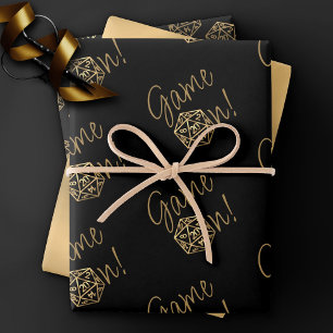 Feuille De Papier Cadeau RPG Game On   Gold Tabletop PnP Role Player Dice