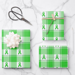 Feuille De Papier Cadeau Ruban vert lime à carreaux pour la sensibilisation