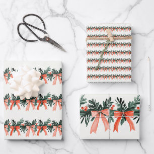 Feuille De Papier Cadeau rubans d'aquarelle de la garland festive don