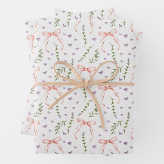 Feuille De Papier Cadeau Rubans roses  (En situation)